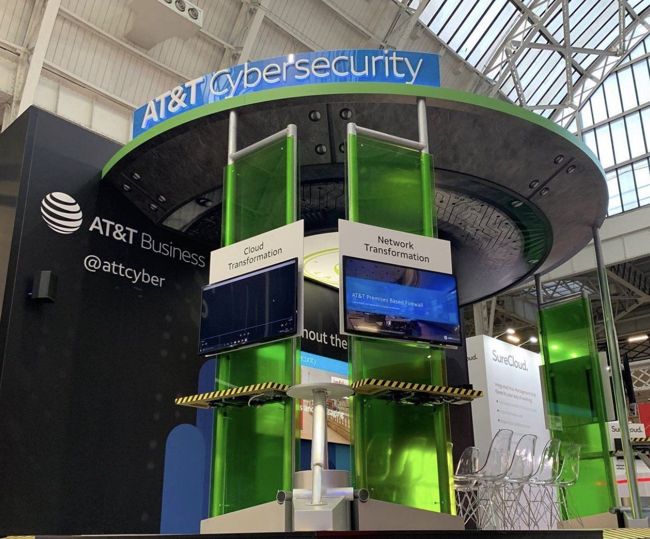 An at & t cybersecurity booth at a convention
