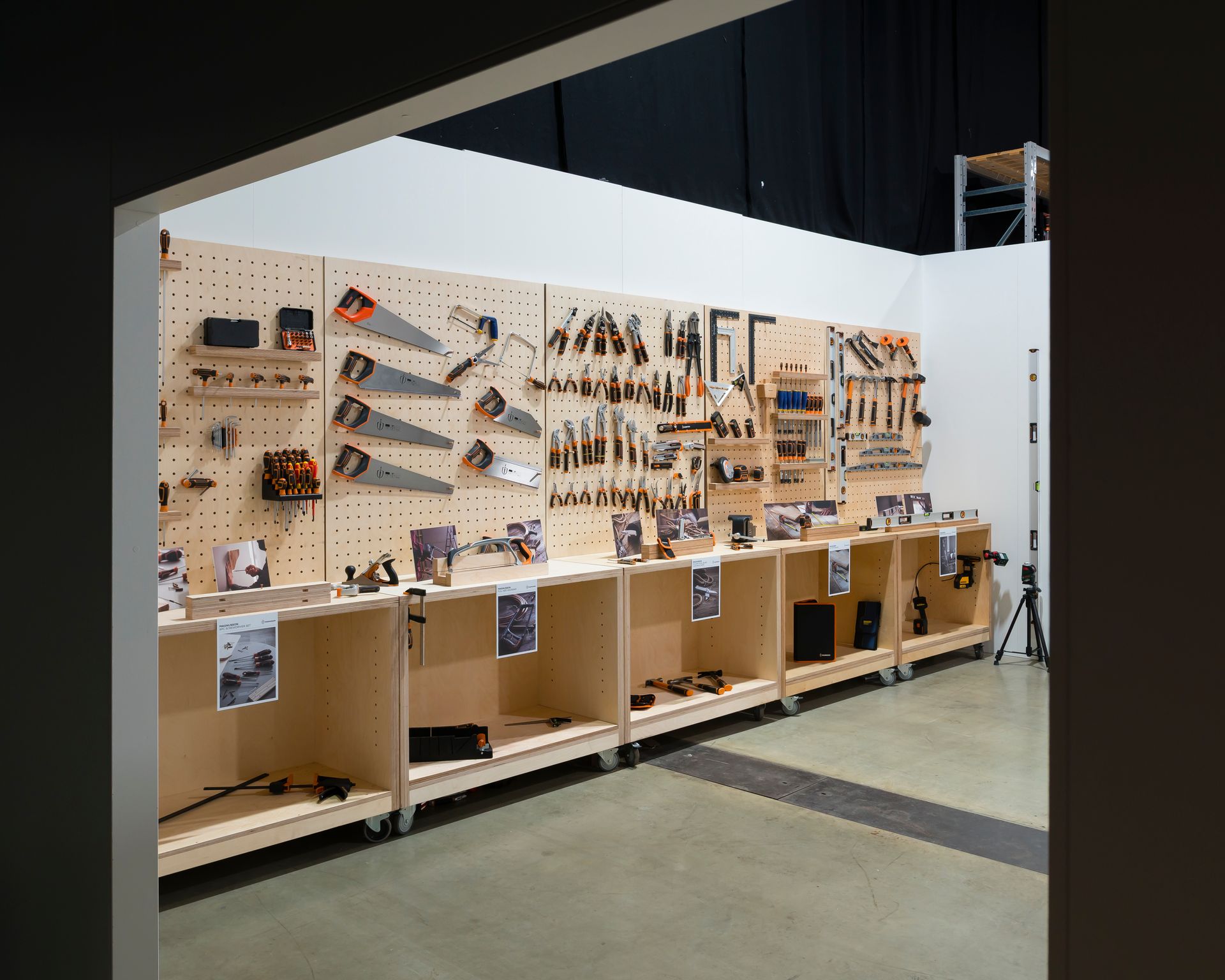 A wall with a lot of tools on it