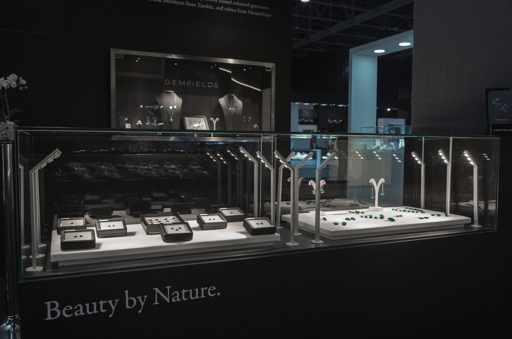 A jewelry store with a sign that says beauty by nature
