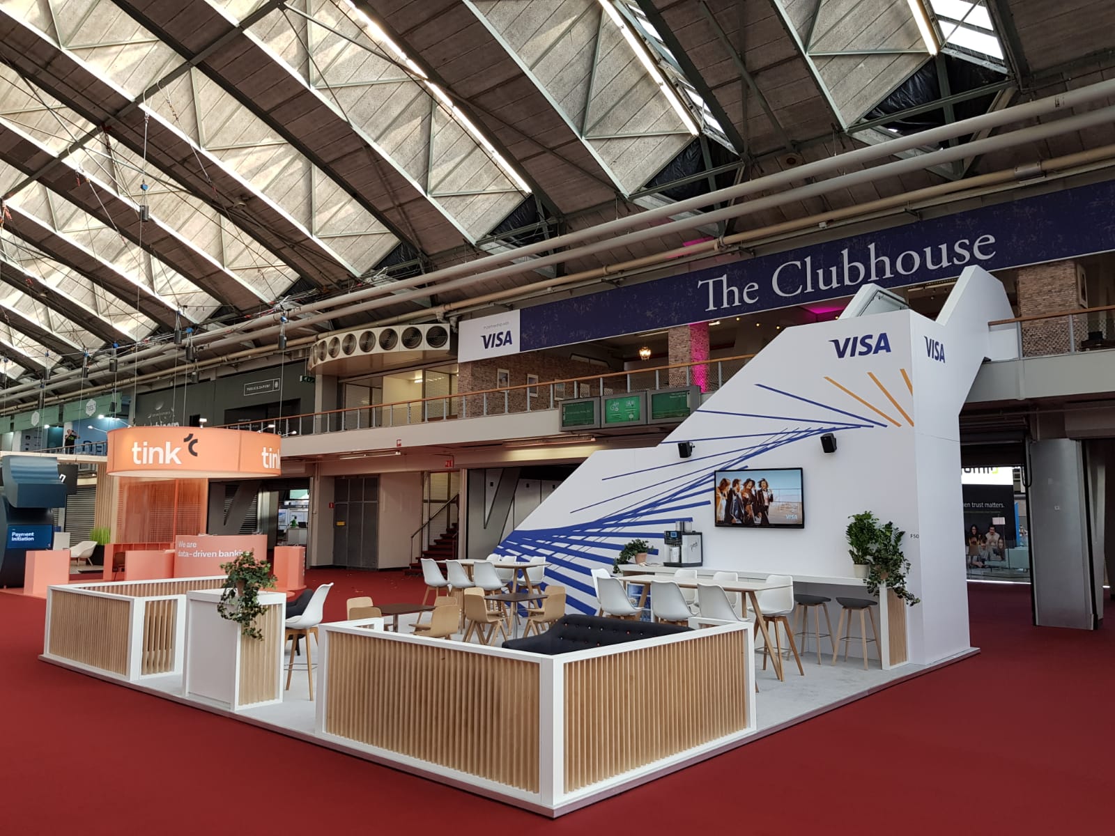 There is a visa booth in the middle of the room.