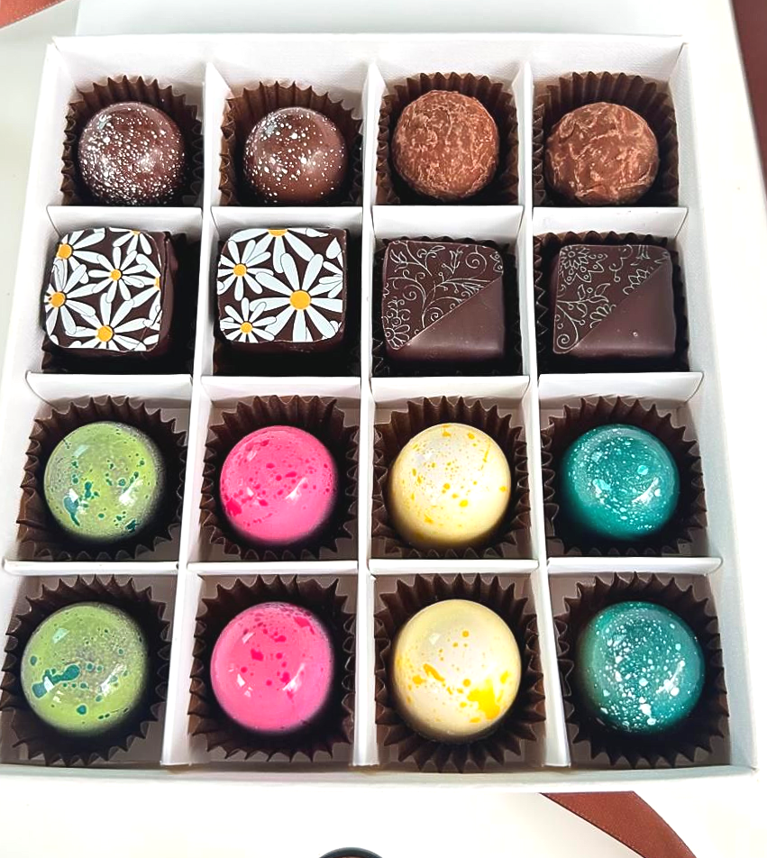Chocolate box of the month 
fresh assorted handmade chocolates made near Milton Keynes Buckinghamshire 