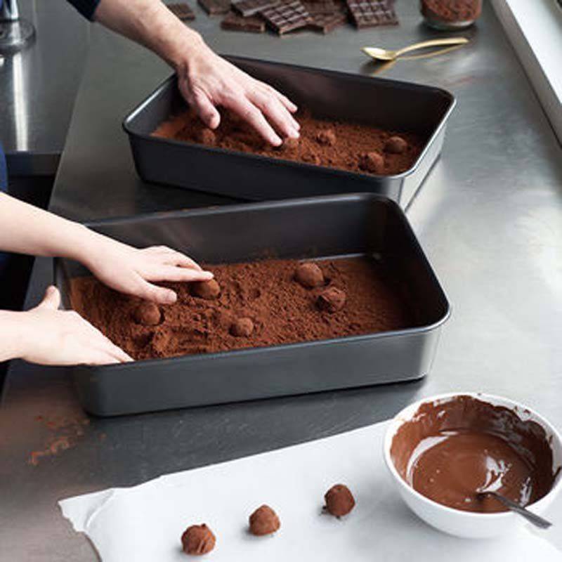 chocolates being made