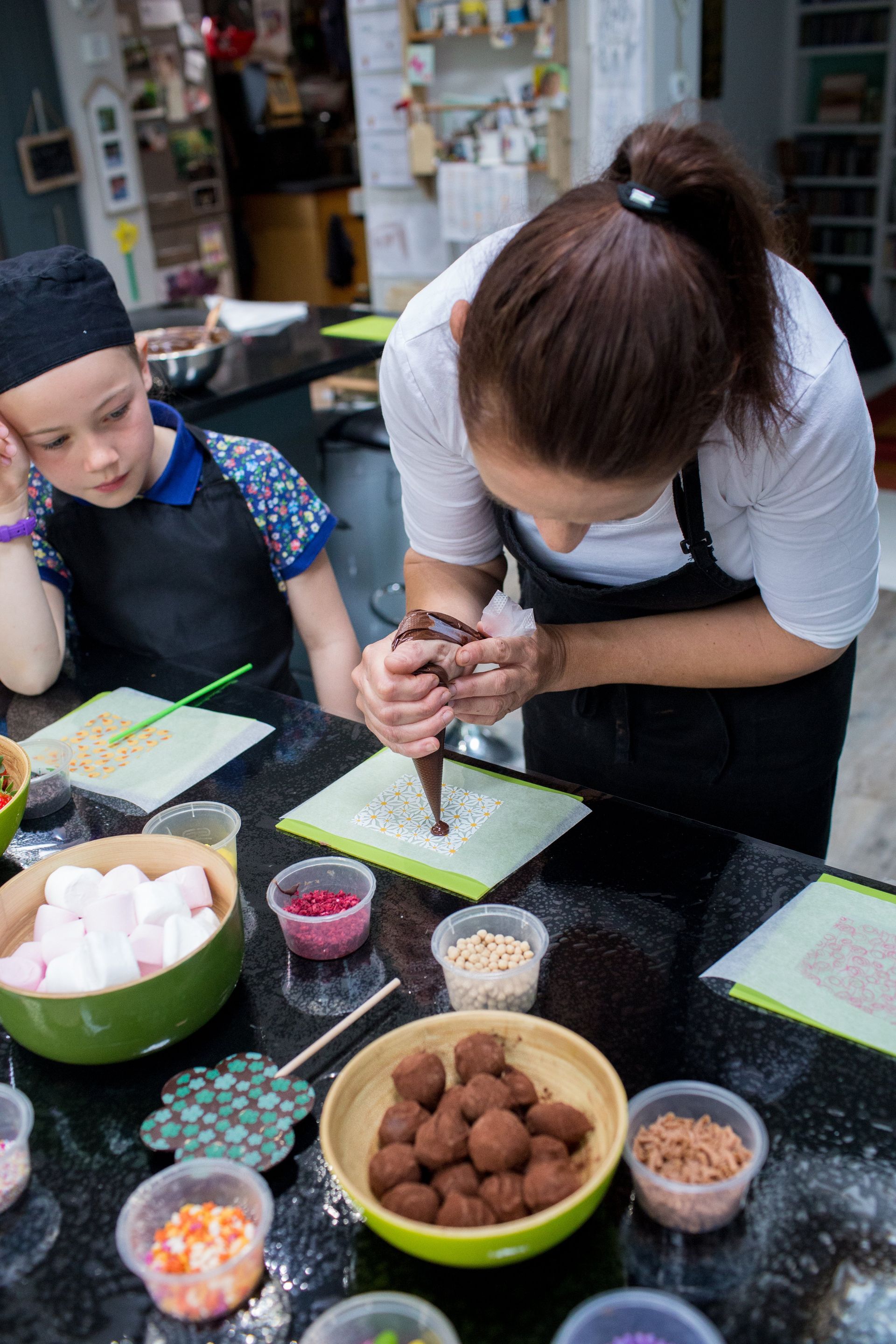 woman making chocolate
