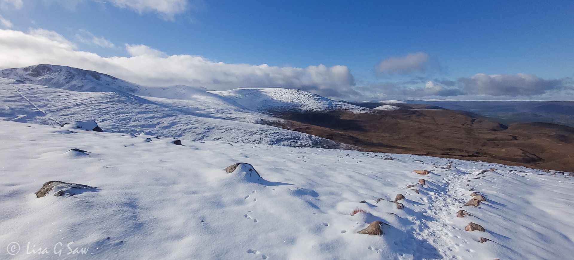 Snow on the peaks of the Cairngorms