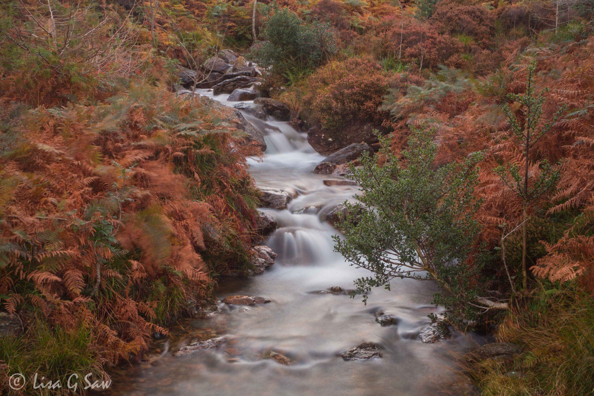 River cascading over rocks with slow shutter speed