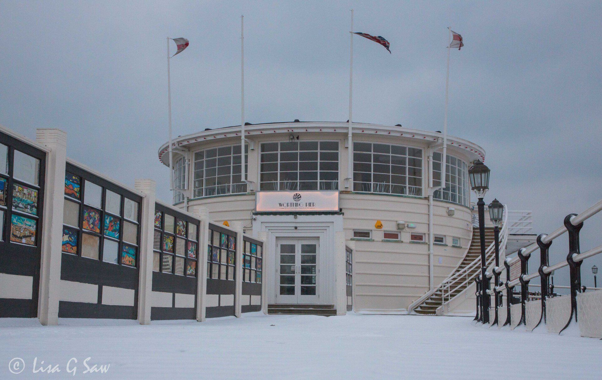 Worthing Pier covered in snow