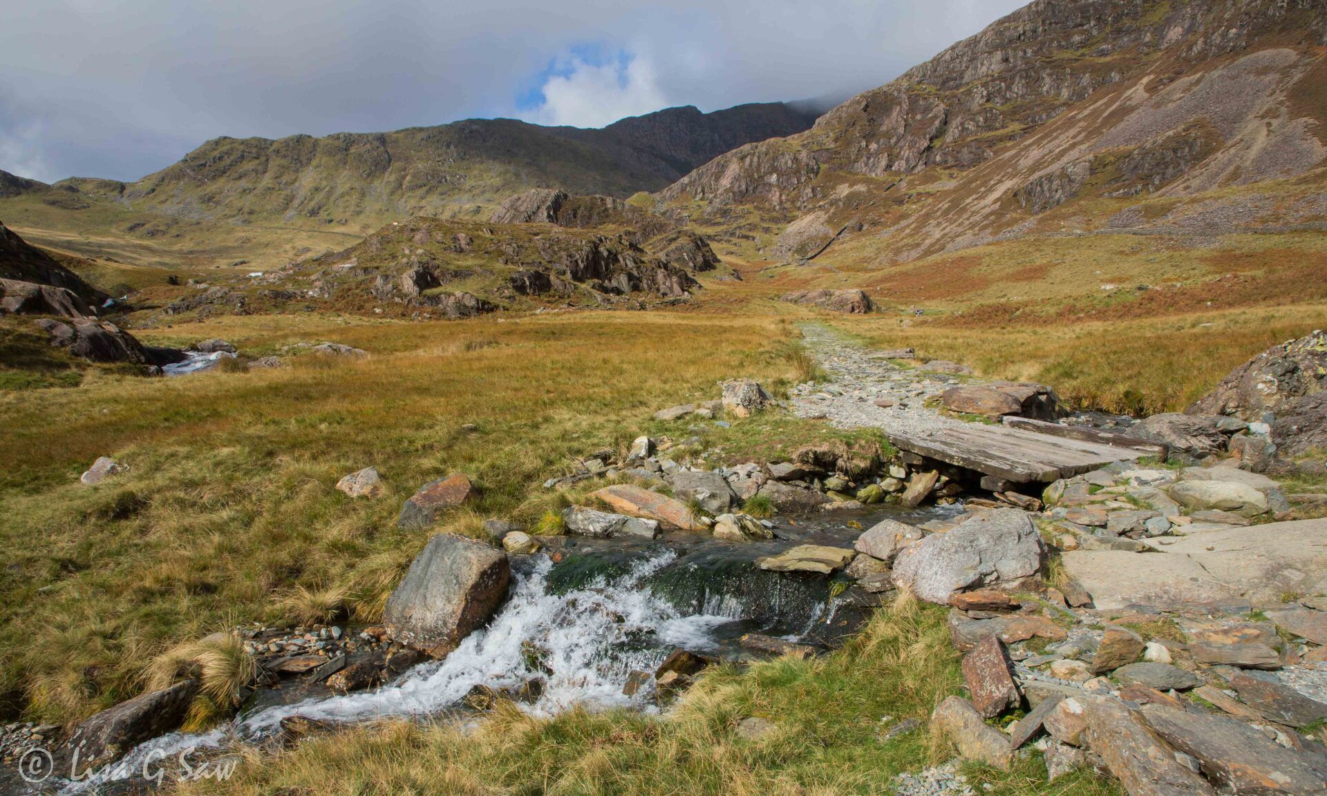 Watkin Path leading to Snowdonia with river