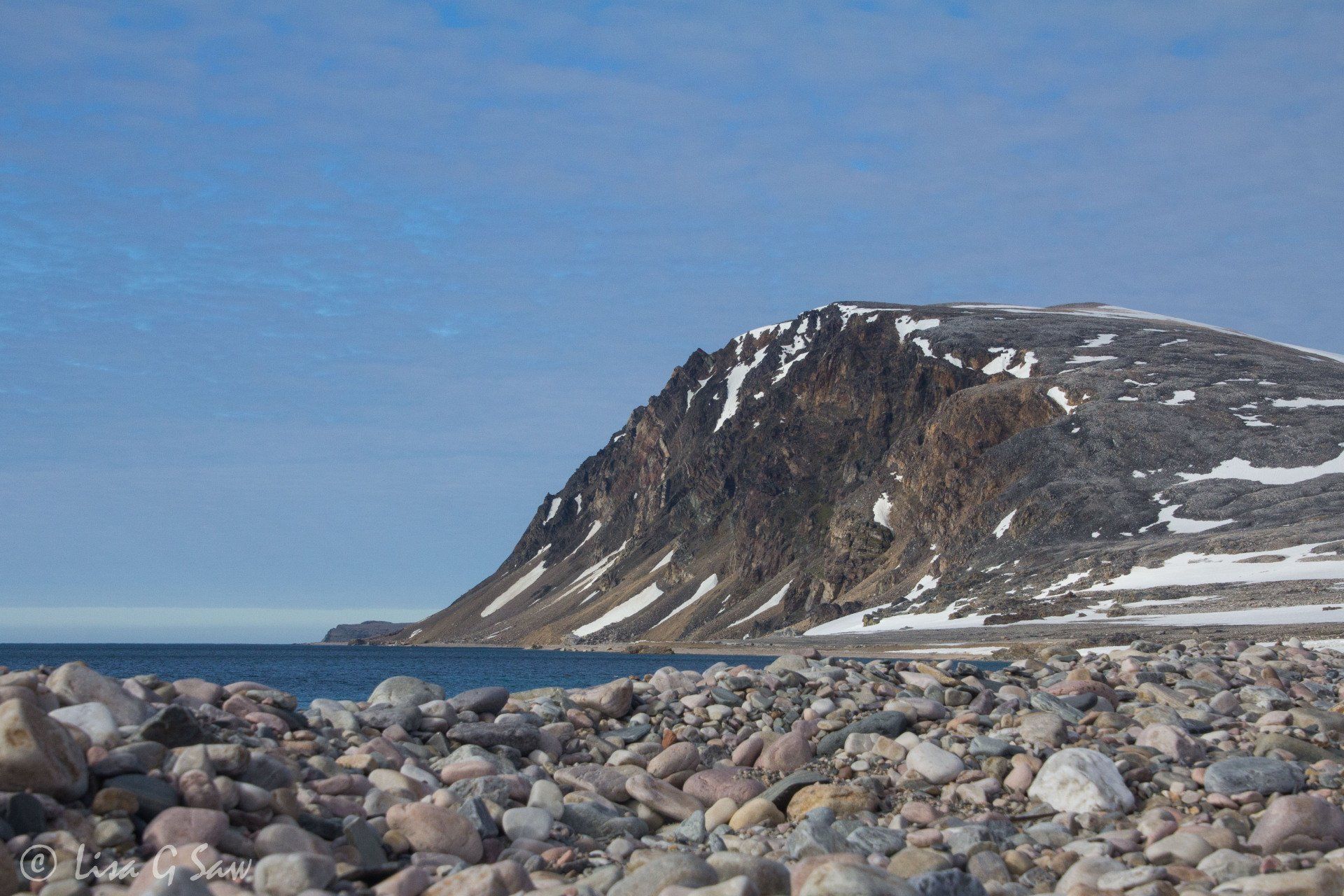 Beach and mountain on remote Arctic island
