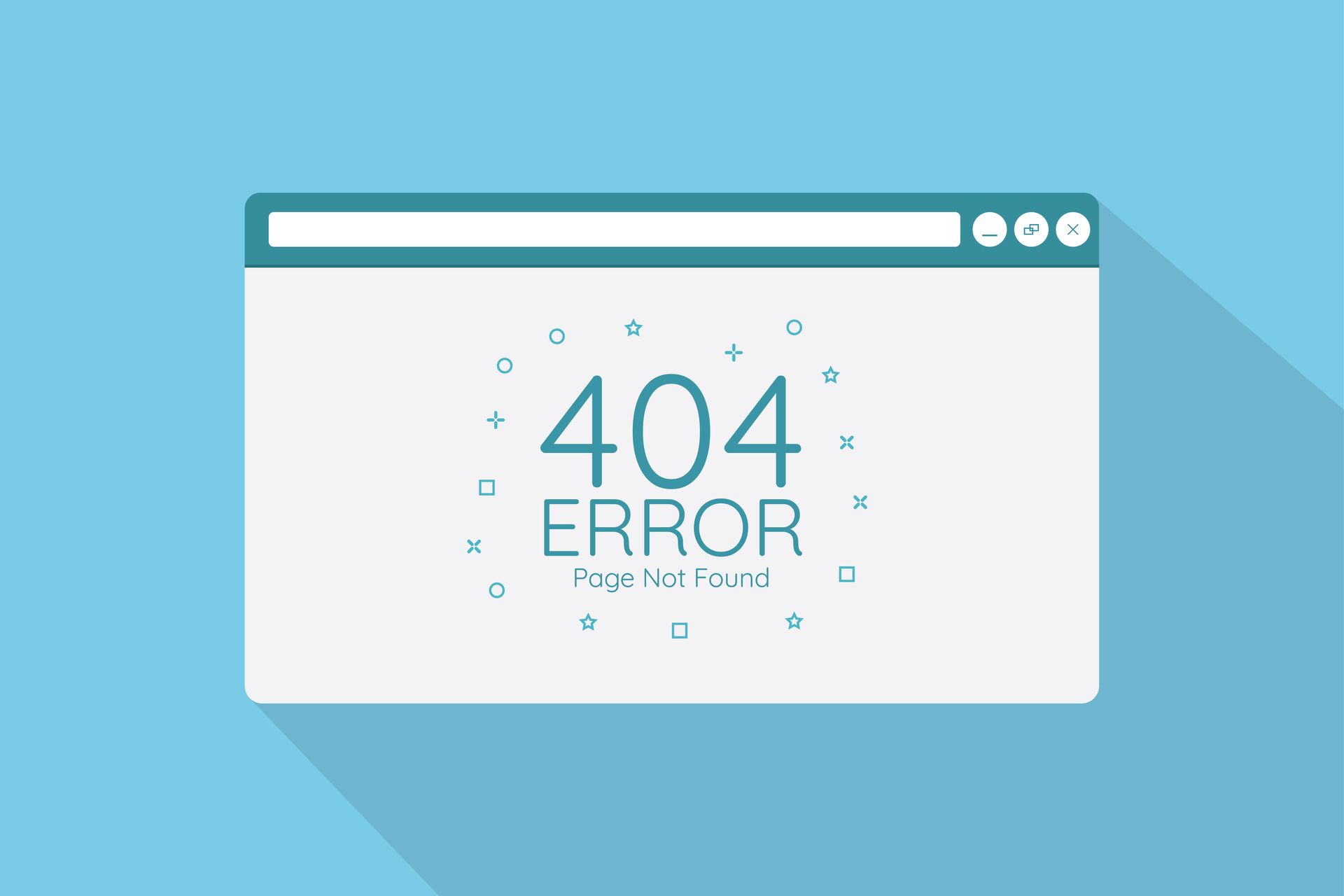 Mensaje de error 404 que se muestra en una ventana del navegador web, fondo azul claro.