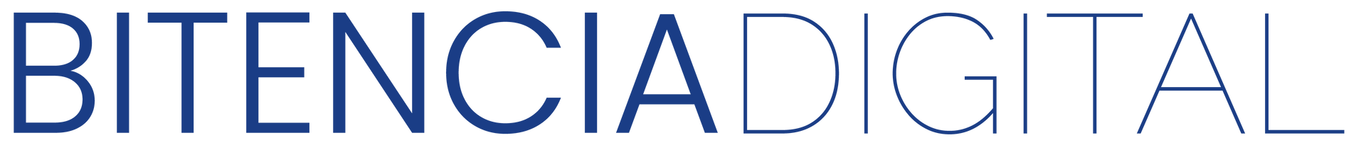 Logotipo de BITENCIA DIGITAL, texto azul y gris.