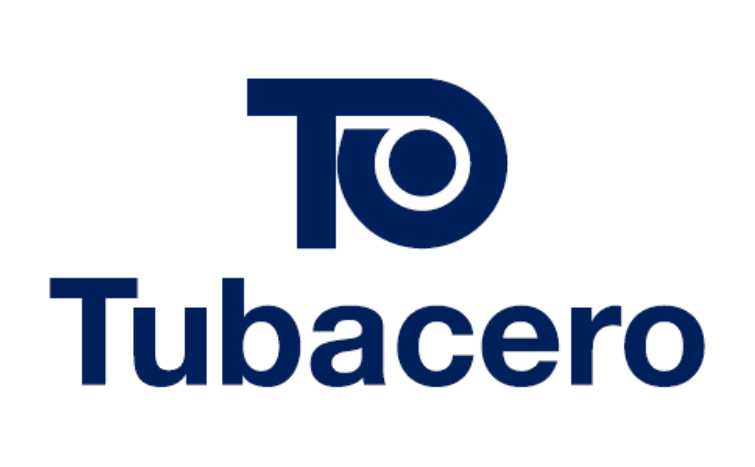 Logotipo de Tubacero, que presenta una "T" y una "O" estilizadas de color azul con el nombre "Tubacero" debajo.