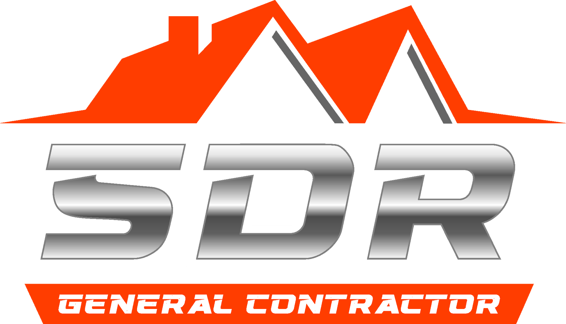 S Design and Restoration Logo: Orange roof above metallic