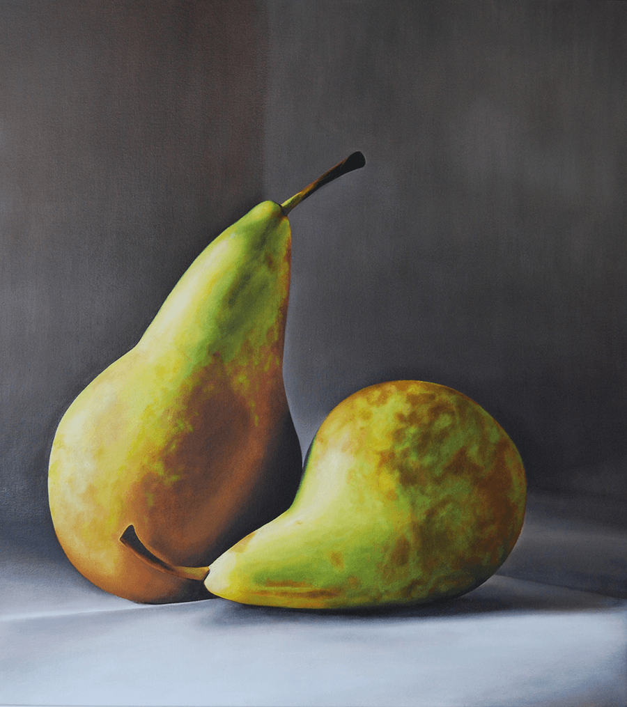 Still life oil painting of pears by Sarah Wood