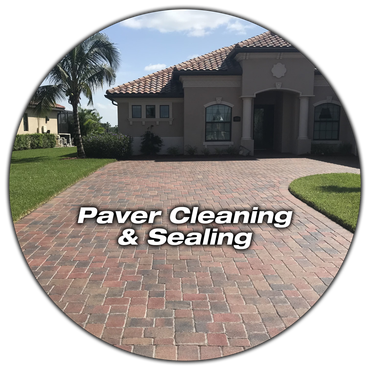 A picture of a house with paver cleaning and sealing written on it