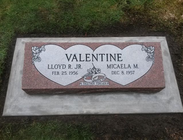 A gravestone for valentine lloyd r. jr. and micaela m.