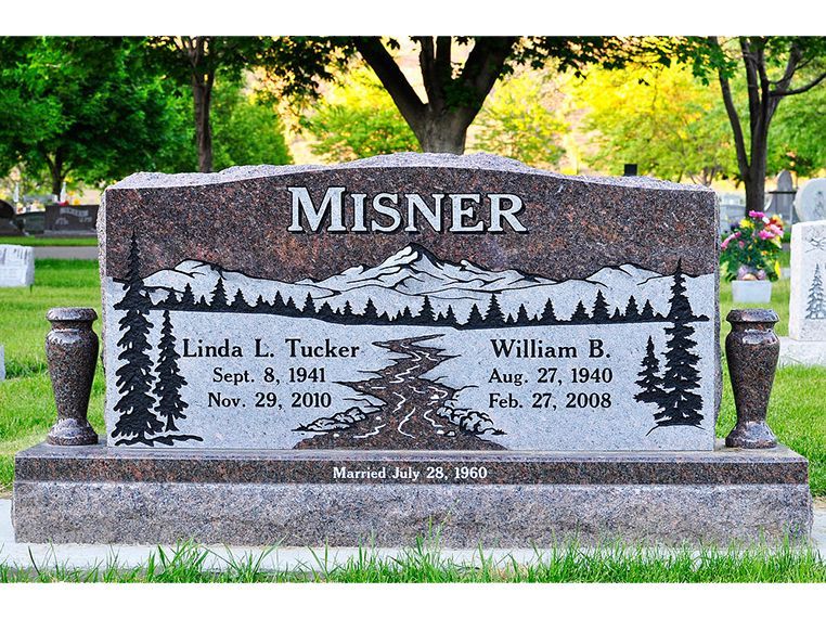 A gravestone in a cemetery with the name misner written on it