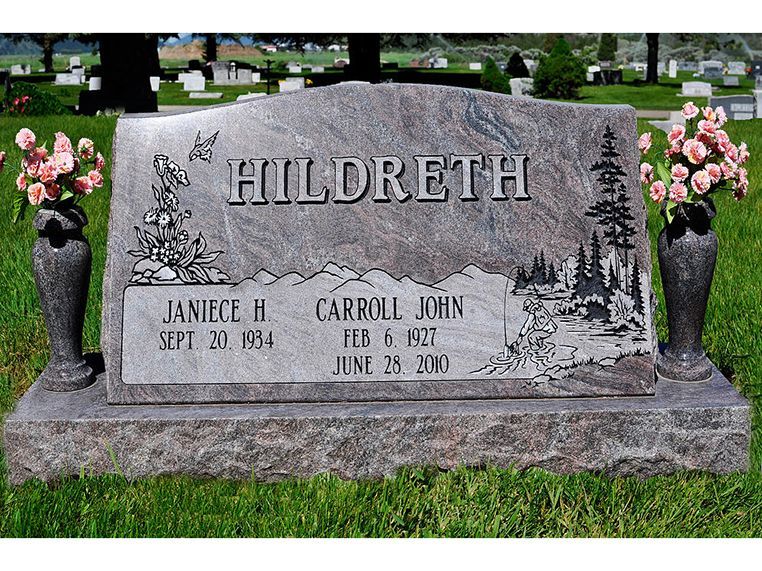 A gravestone for hildeth is in a cemetery