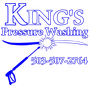 King's Pressure Washing logo: Blue text and pressure washer illustration, with phone number 503-507-2764.