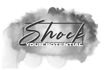 A black and white logo for shock your potential.