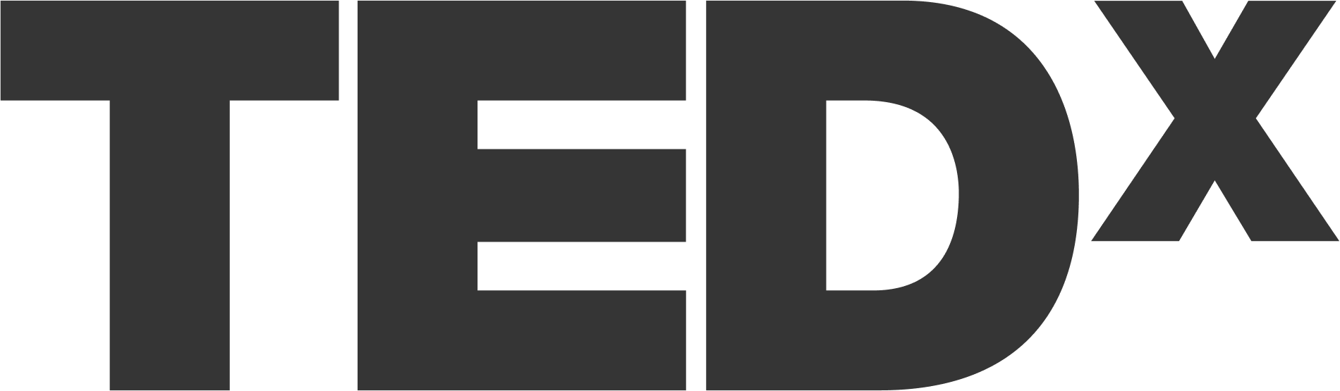 A black and white logo for tedx on a white background.