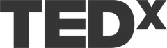 A black and white logo for tedx on a white background.
