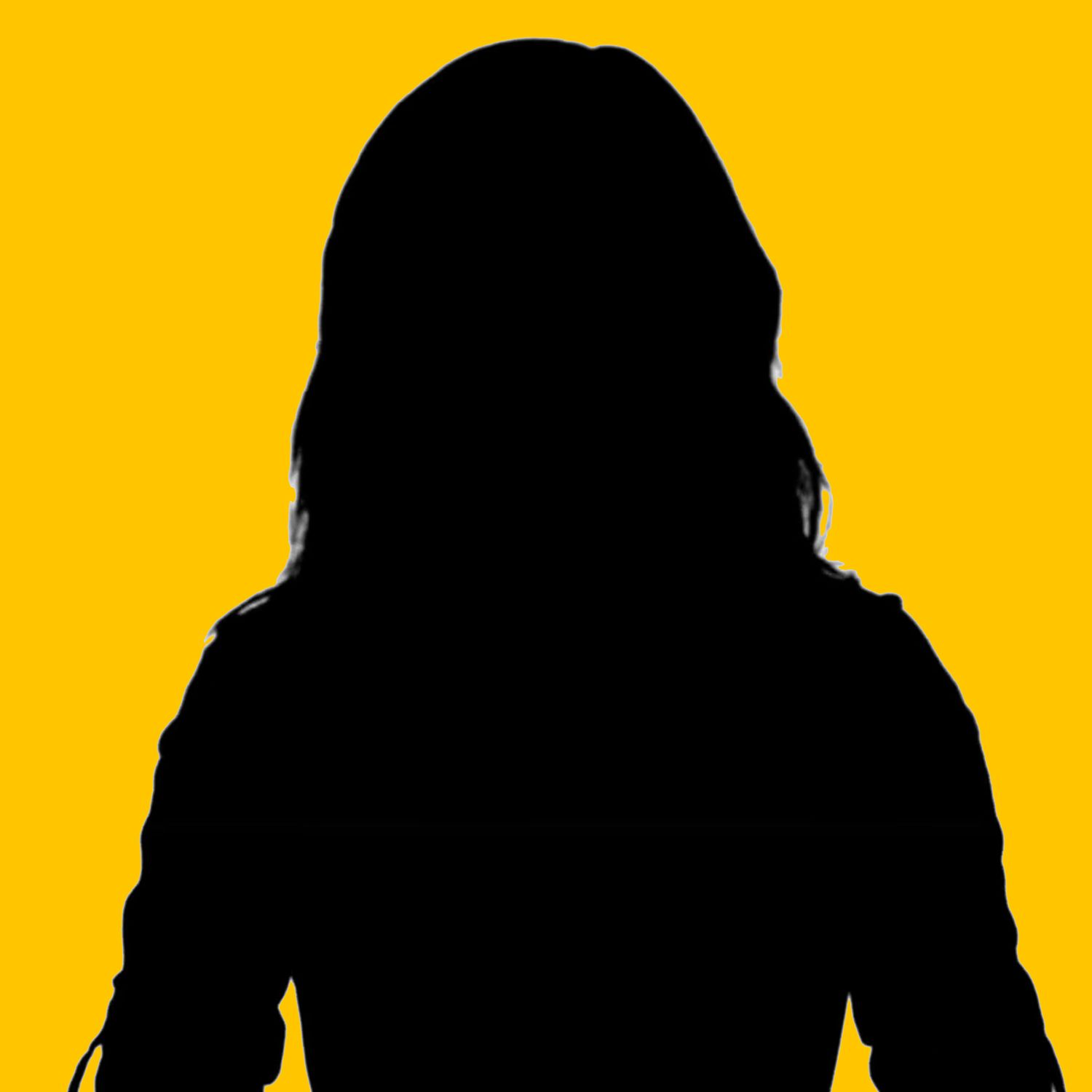 Private chef testimonial photo of  a  silhouette of a woman without a face on a yellow background.