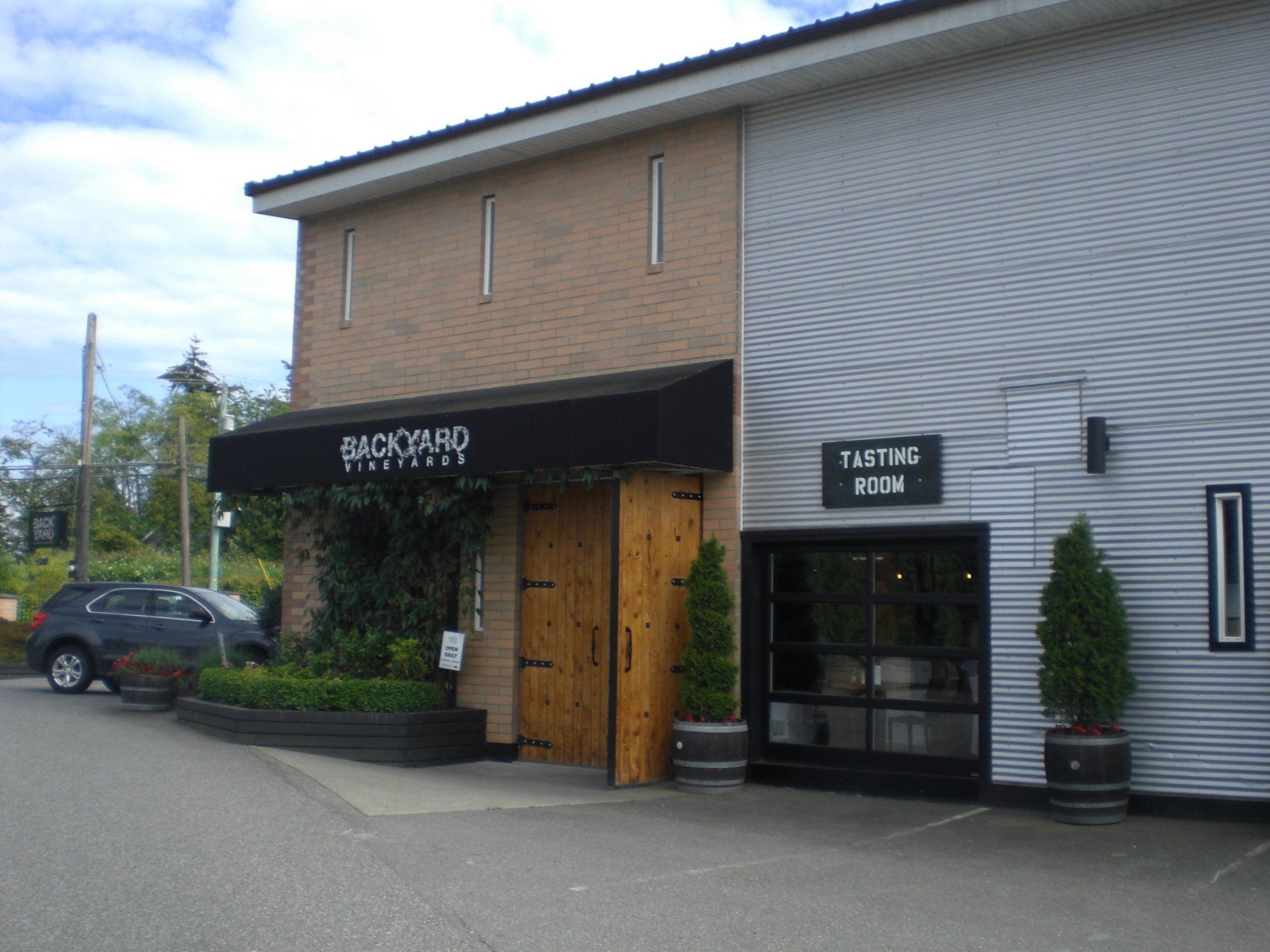 Building exterior with signage 