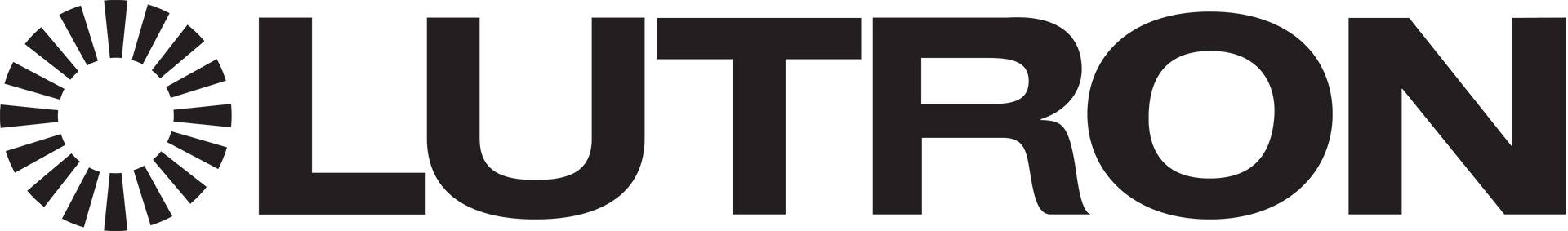 A black and white logo for lutron on a white background.
