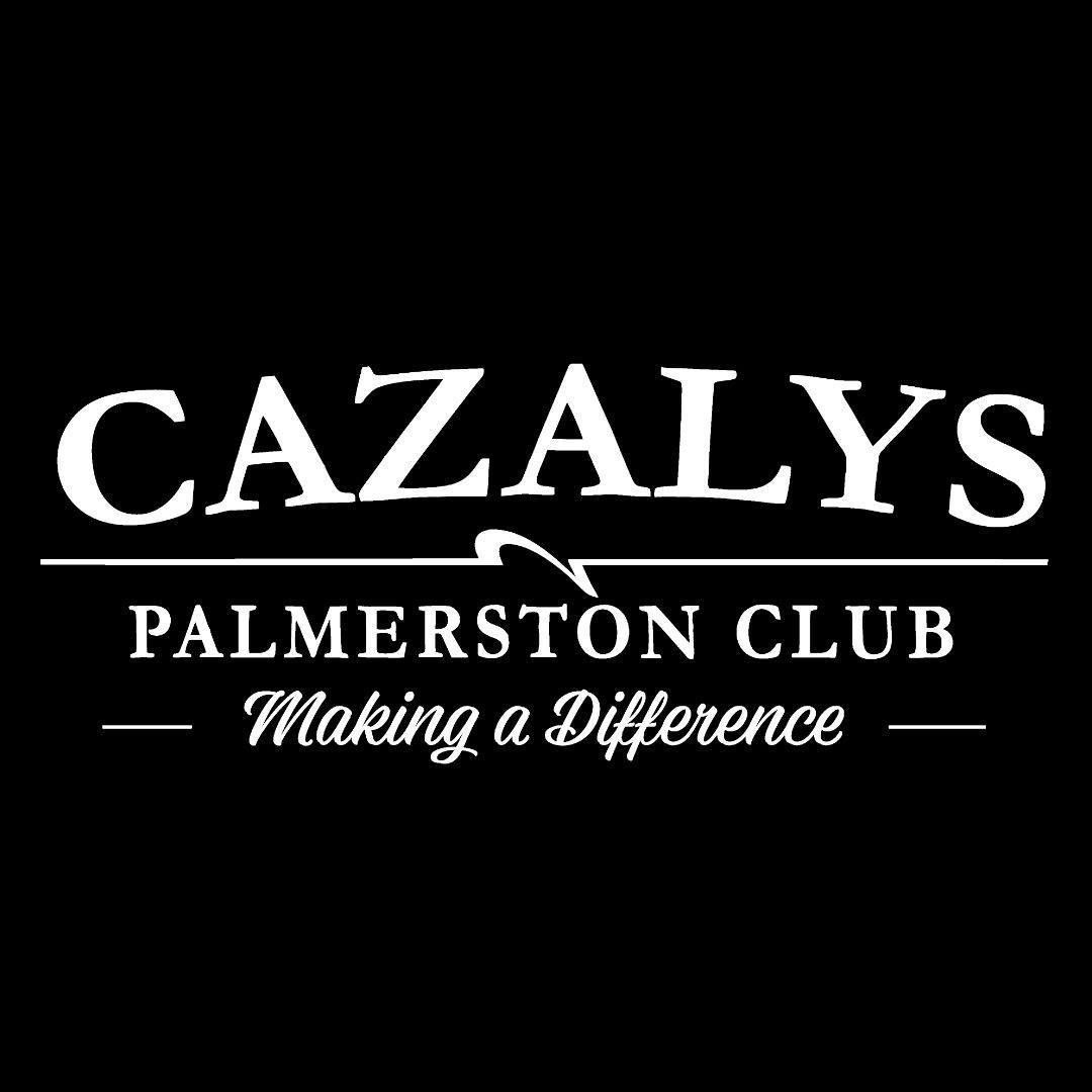 Cazalys Palmerston Club logo: white text on black background. 