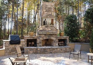 Patio fireplace—hardscape construction in Bergen County, NJ