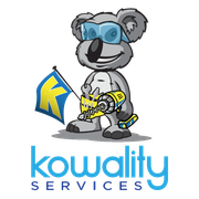 The kowality services logo has a cartoon koala wearing sunglasses and holding a surfboard.