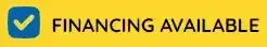 A yellow background with the words financing available and a check mark.