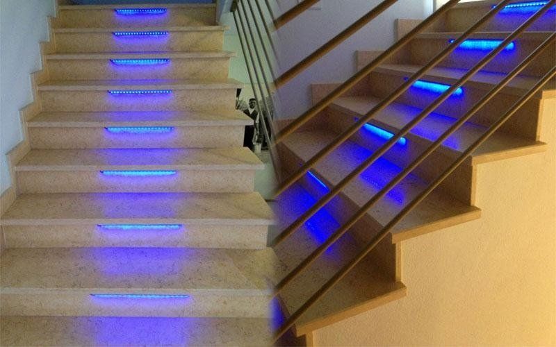 sistema di illuminazione nelle scale di un locale commerciale