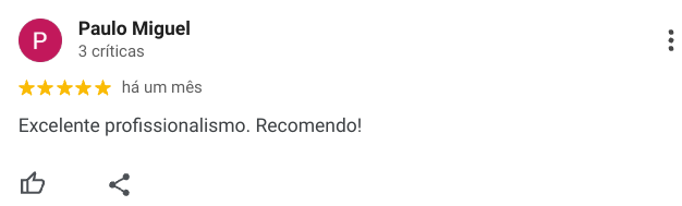 Comentário elogiando o profissionalismo da equipa da Nortalis