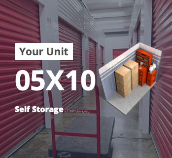 A sign that says your unit 05x10 self storage