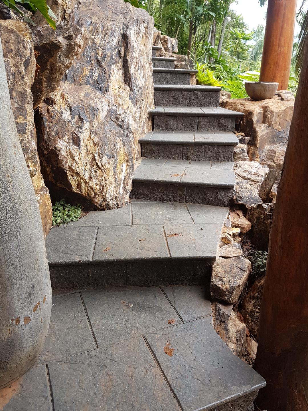Retaining Wall With Stairs — Bruce Jackman’s Advanced Landscapes in Cairns, QLD