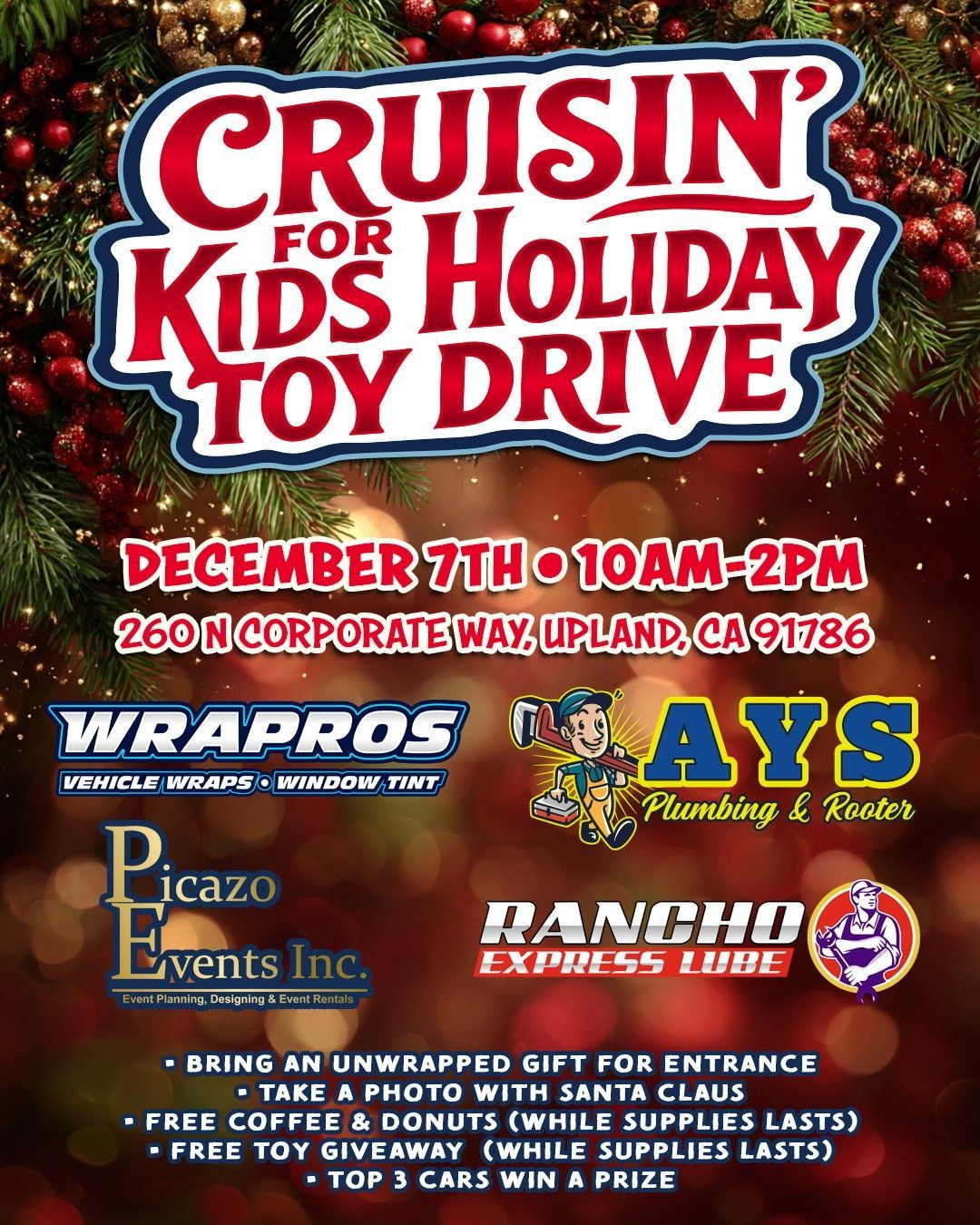 Crusin For Kids Holiday Toy Drive | Rancho Express Lube Inc.