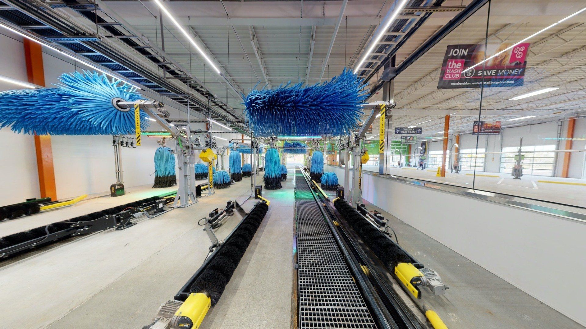 a brightly lit car wash