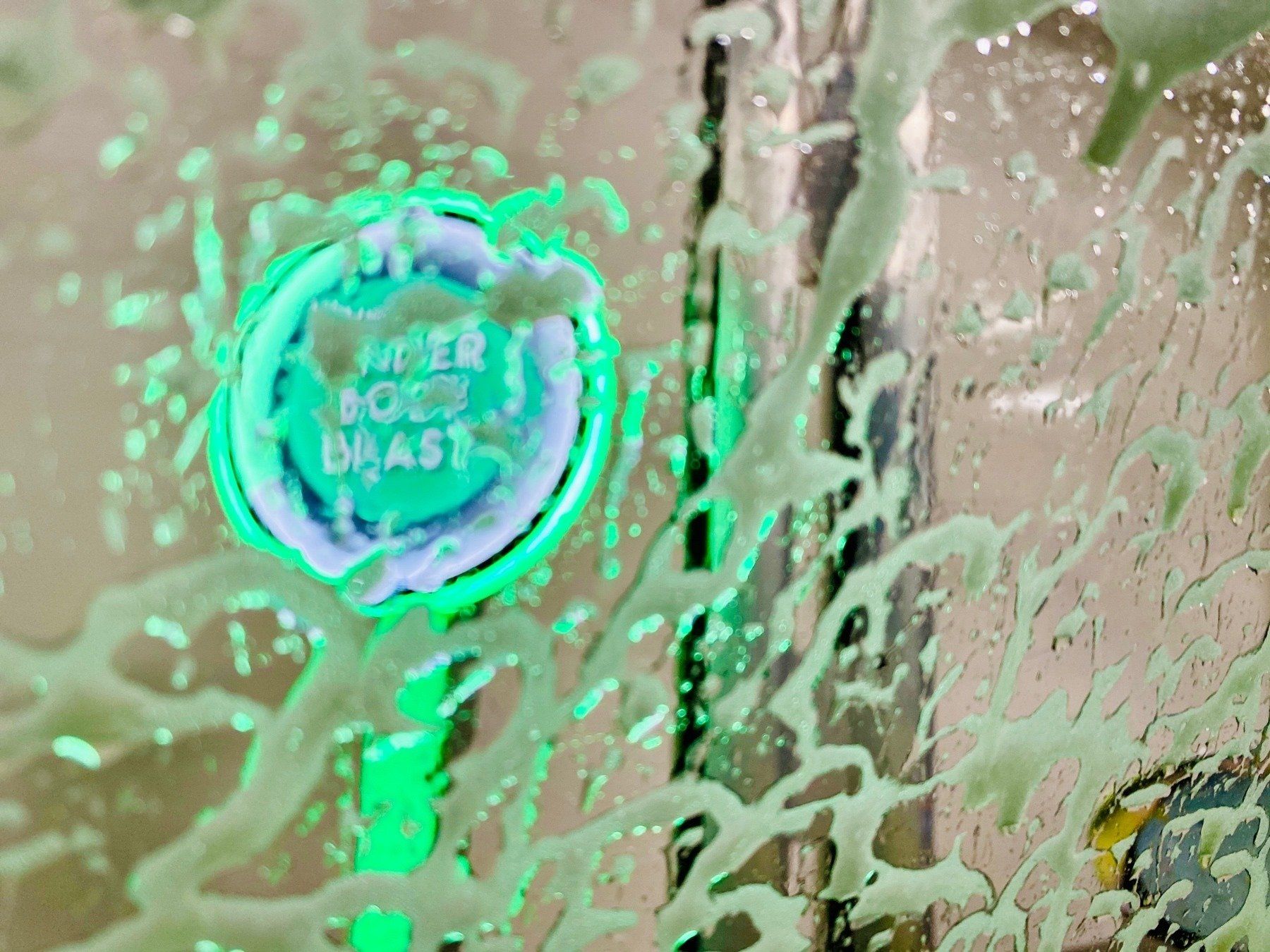 car wash suds on a window