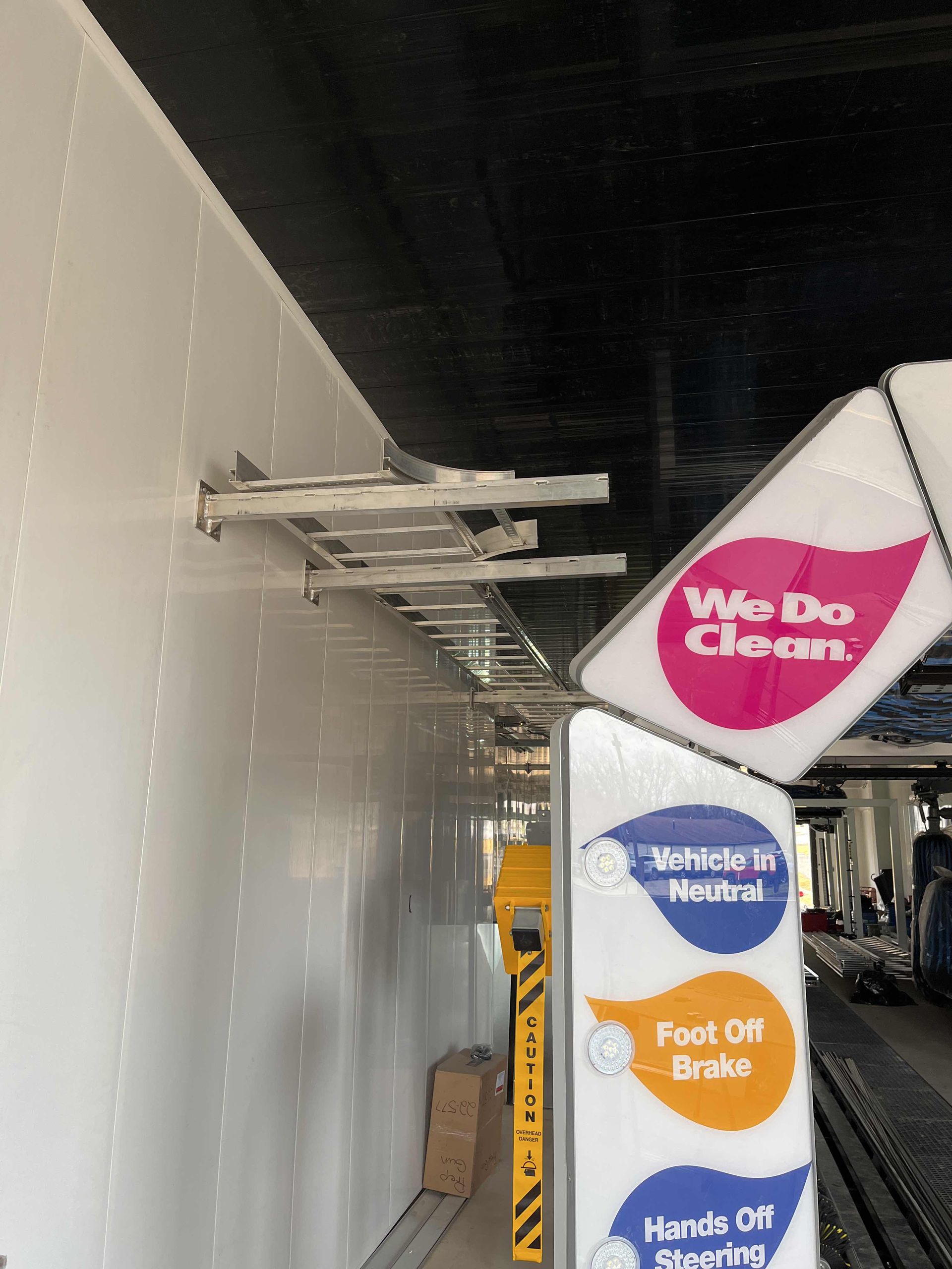 inside of a car wash focused on the wall