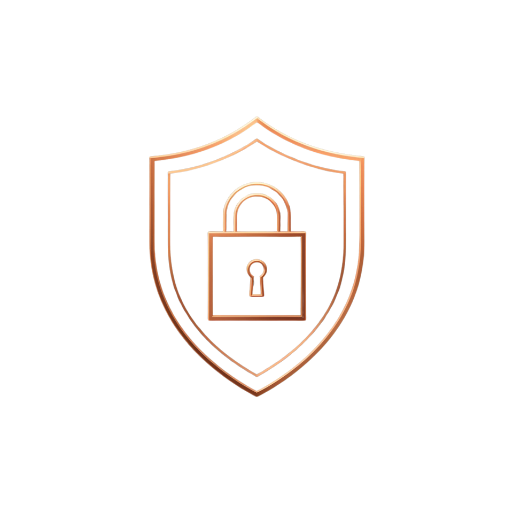 Copper line-art shield with circuit details representing digital security, VPNs, and protection tools.