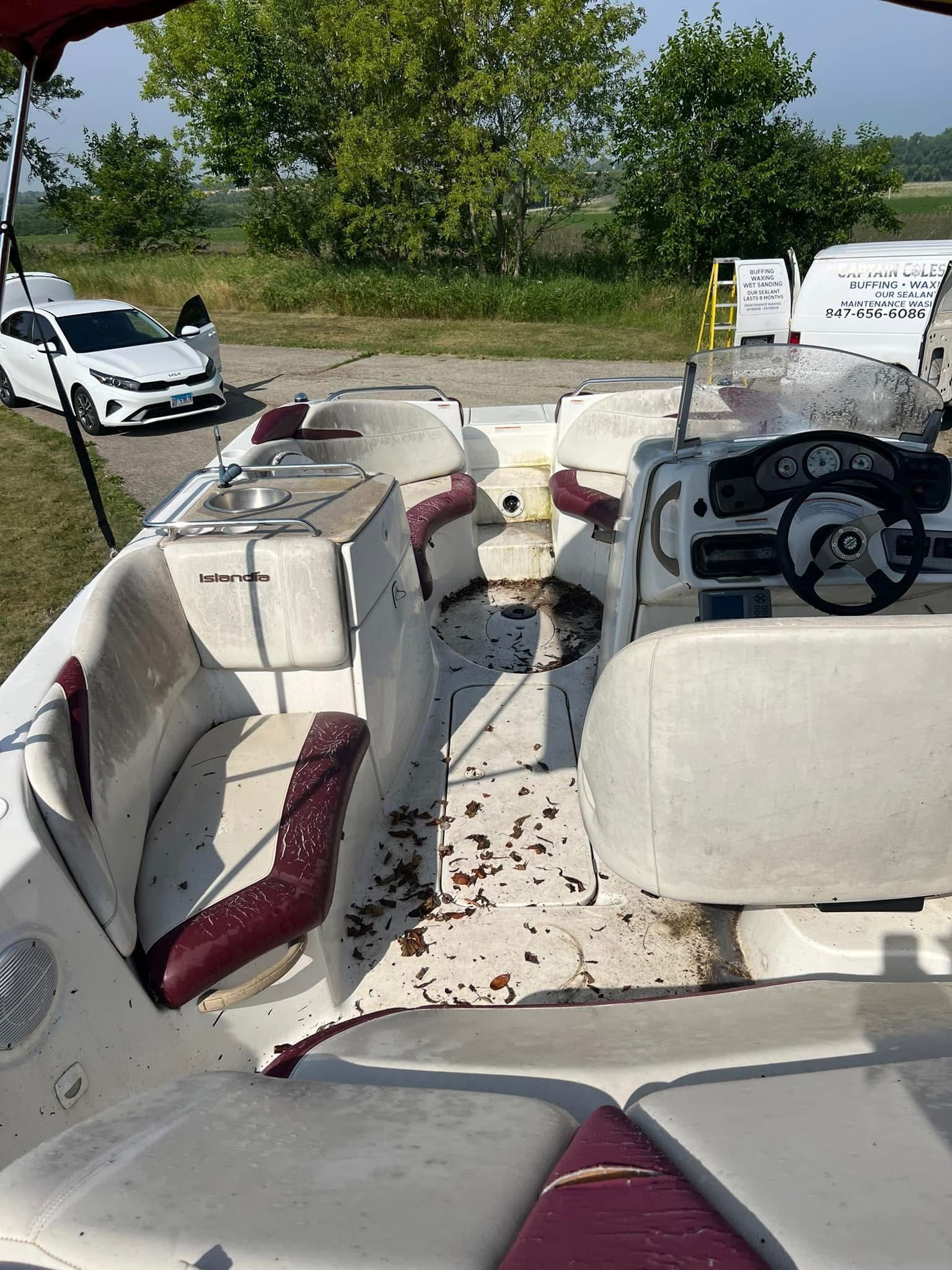 interior marine detailing in Lake Villa Illinois by Captain Coles Detailing.