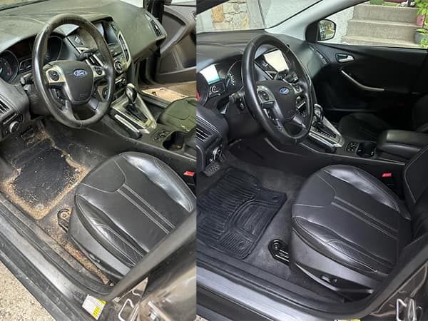 Before and after interior detailing results in Antioch IL by Captain Coles Detailing.
