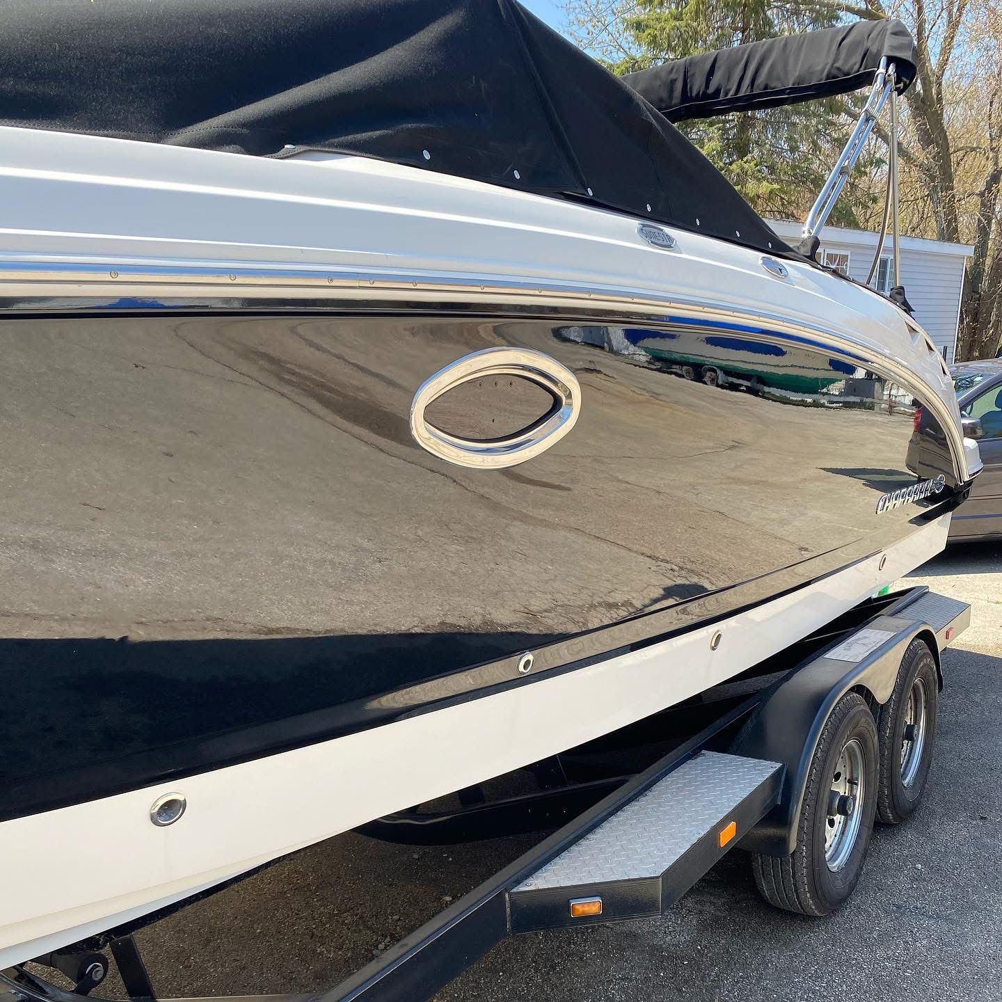Deep boat interior cleaning and vinyl restoration in Spring Grove IL by Captain Coles Detailing.