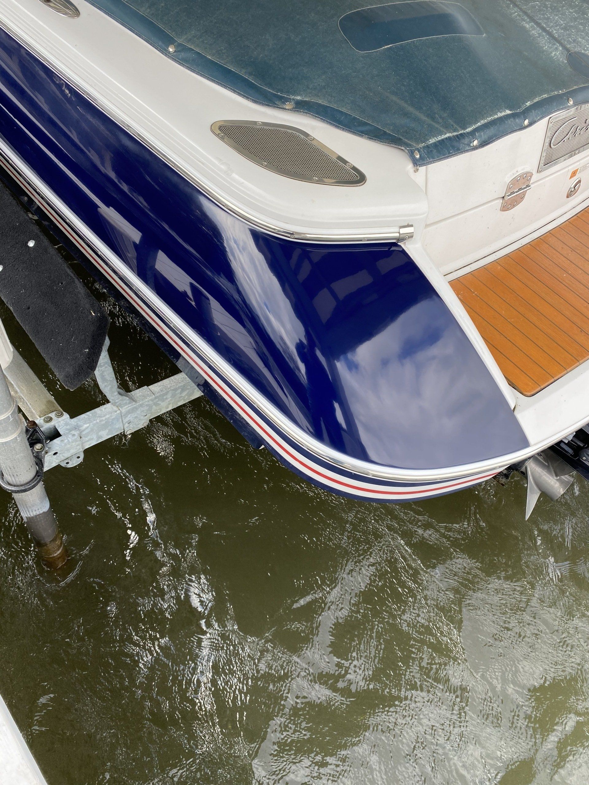 Boat stern cleaning and mobile detailing in Spring Grove IL by Captain Coles Detailing.