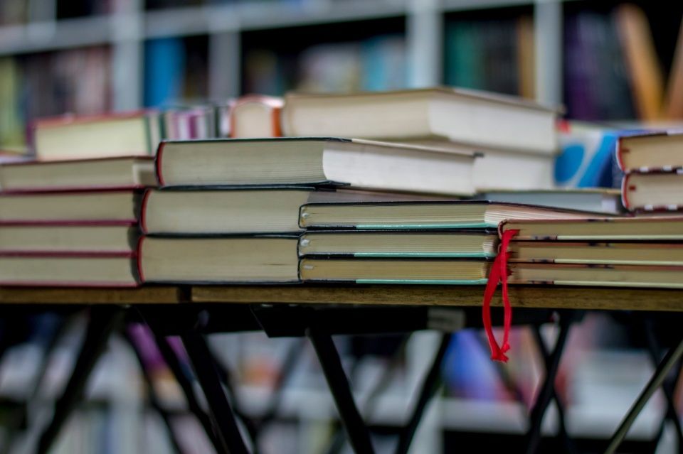 Books on shelves