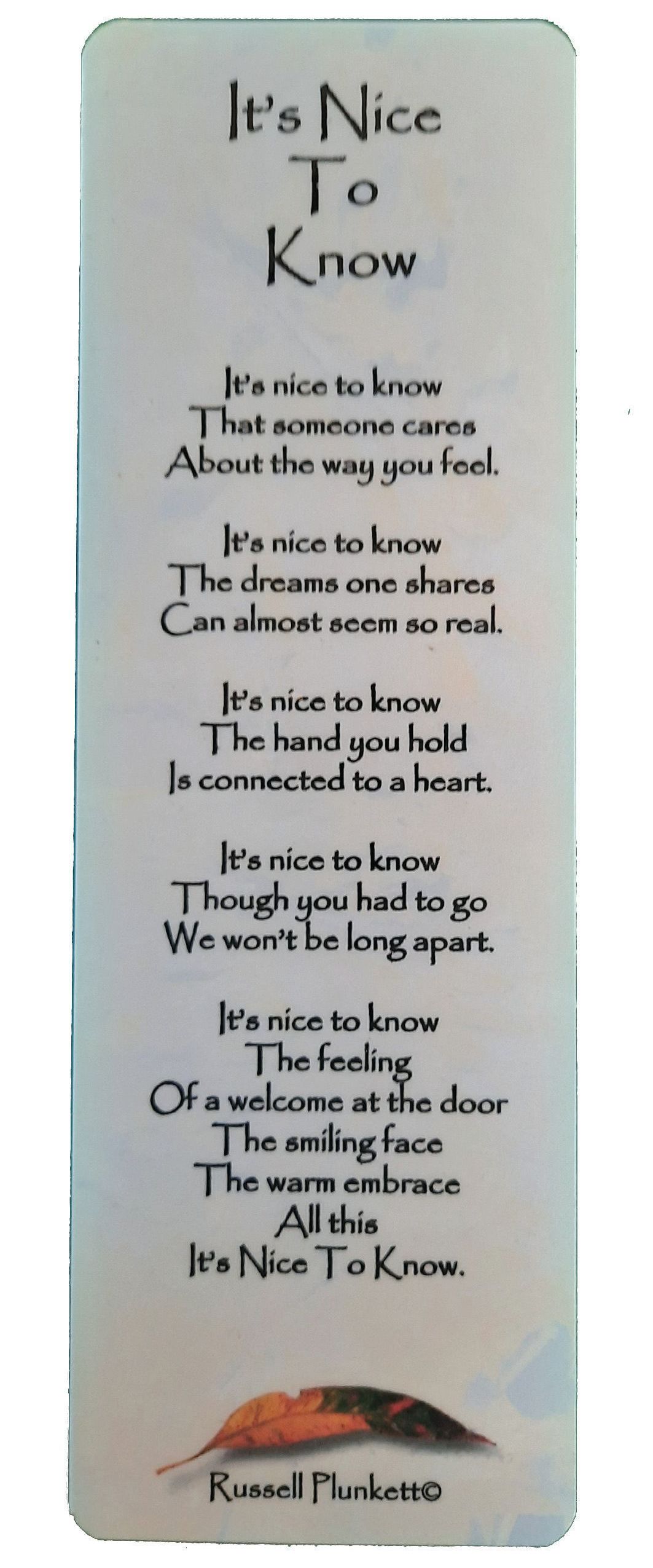 It's Nice To Know