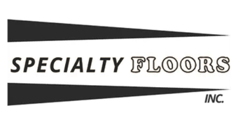 Logo for Specialty Floors, Inc., with black text and angled trapezoid shapes.