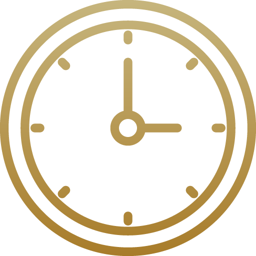 A gold icon of a clock