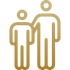 A gold icon of a parent and a child